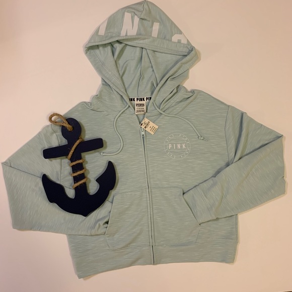 PINK Victoria's Secret Tops - PINK Light Blue Zip up Hoodie PINK Victoria's Secret Tops - PINK Light Blue Zip up Hoodie